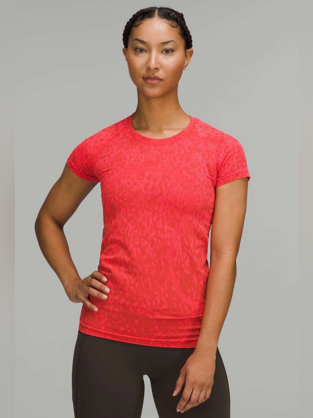 Lululemon Swiftly Tech 2.0 Short Sleeve Shirt Sz 6 Camo Red Rock/Flare EUC
